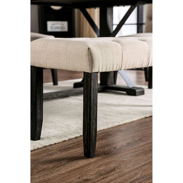 CM3735T-IV-6PC 6 pc One allium way greyleigh alfred rustic black finish trestle base dining table set ivory chairs