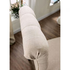 CM3735T-IV-6PC 6 pc One allium way greyleigh alfred rustic black finish trestle base dining table set ivory chairs