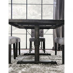 CM3735T-LG-6PC 6 pc One allium way greyleigh alfred rustic black finish trestle base dining table set light grey chairs