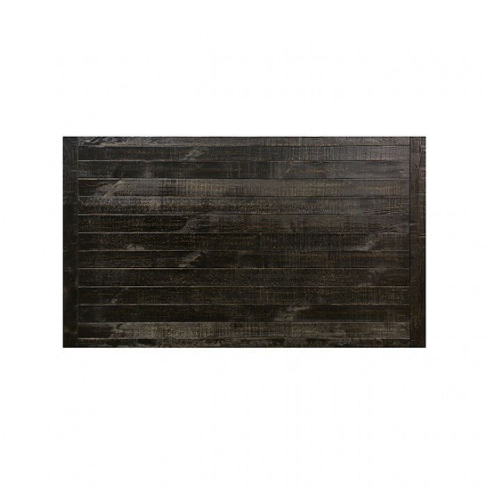 CM3735T-IV-6PC 6 pc One allium way greyleigh alfred rustic black finish trestle base dining table set ivory chairs