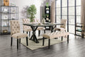 CM3735T-IV-6PC 6 pc One allium way greyleigh alfred rustic black finish trestle base dining table set ivory chairs