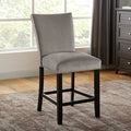 CM3744GY-PC-2PK  Set of 2 Reb barrel studios kian black finish wood gray flannelette fabric nail head trim counter height dining chairs
