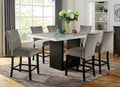 CM3744PT-7PC 7 pc Canora grey mel Kian II black finish wood marble top counter height dining table set