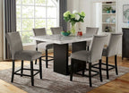 CM3744PT-7PC 7 pc Canora grey mel Kian II black finish wood marble top counter height dining table set
