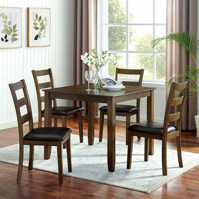 CM3770T-5PK 5 pc Canora grey mel gracefield walnut finish wood square dining table set