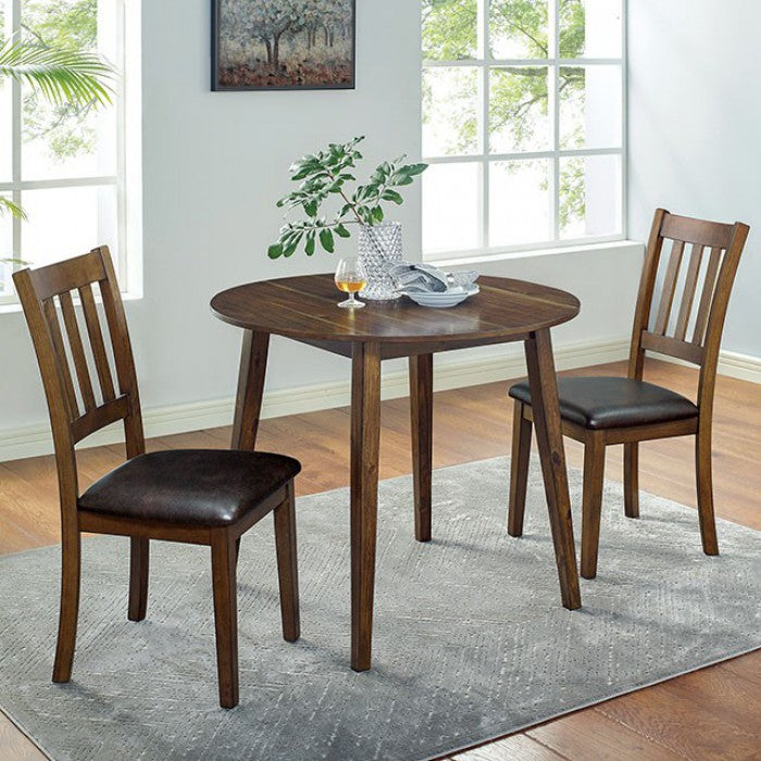 CM3771RT-3PK 3 pc Canora grey mel gracefield walnut finish wood round dining table set