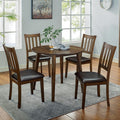 CM3771RT-5PK 5 pc Canora grey mel gracefield walnut finish wood round dining table set