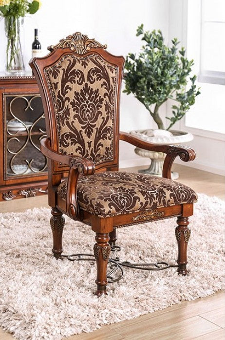 CM3788T-7pc 7 pc Astoria grand alexandro lucie cherry brown finish wood double pedestal ornate accents dining table set
