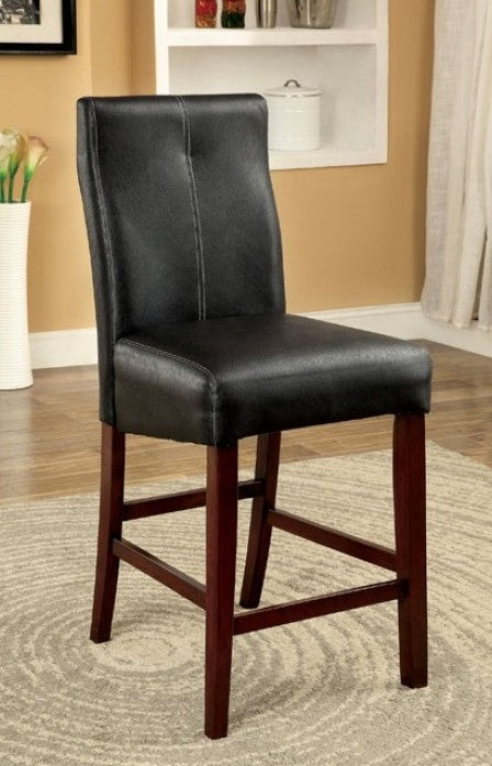 CM3824PC Set of 2 bonneville ii brown cherry finish wood counter height dining chairs black faux leather