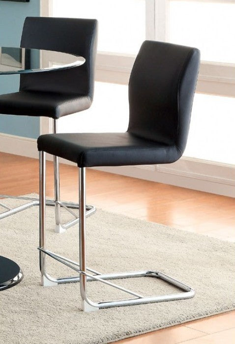 CM3825BK-PC Set of 2 Orren ellis waller lodia ii modern style chrome frame black faux leather counter height dining chairs