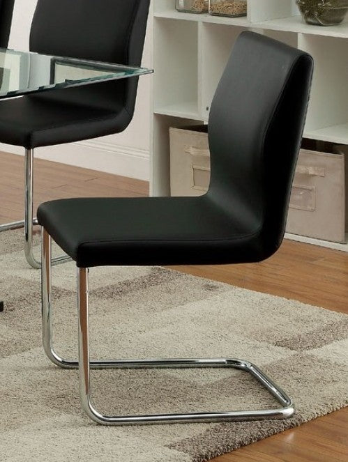 CM3825BK-SC Set of 2 Orren ellis berwick lodia i modern style black faux leather and chrome metal frame dining chairs
