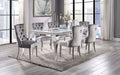CM3903WH-T-7PC 7 pc Neuveville modern style stainless steel chrome white glass top dining table set