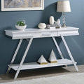 CM4193-S Titus white high gloss finish wood with chrome accents modern style accent sofa entry console table