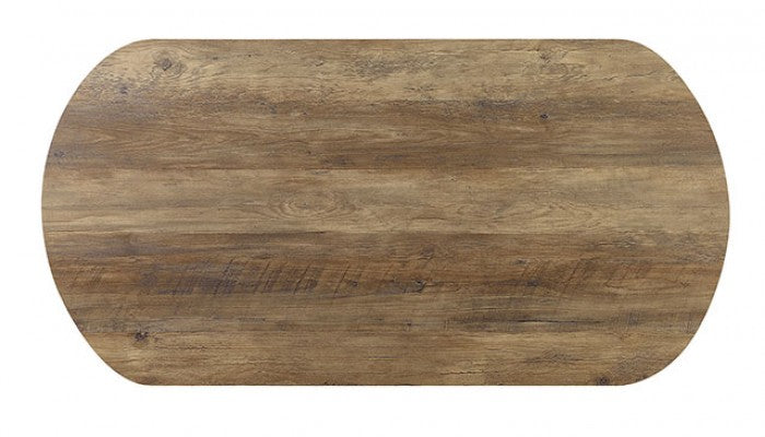 CM4199A-3PK 3 pc Olbia rustic oak finish wood sand black metal u shaped frame industrial look coffee and end table set