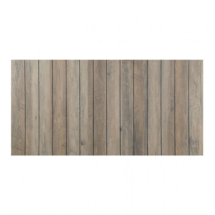 CM4217A-S Lobb natural tone finish wood black metal frame industrial look sofa entry console table with roller wheels