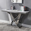 CM4284S  Latitude run satinka Villarsglane chrome metal frame and faux marble top modern sofa table