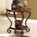 CM4326E Bloomsbury market riston may brown cherry finish wood round end table with wood top