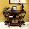 CM4326S Bloomsbury market riston may brown cherry finish wood half moon sofa entry console table
