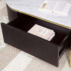 CM4412WN-C Koblenz mid century modern dark walnut finish and faux marble top with gold accents coffee table with drawer
