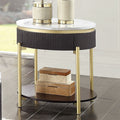 CM4412WN-E Koblenz mid century modern dark walnut finish and faux marble top with gold accents end table with drawer