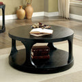 CM4422C Red barrel studio honeoye carrie antique balck finish wood round coffee table with lower shelf