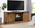 CM5018A-TV Borrego dark oak finish wood rustic farmhouse 72" TV stand with sliding door front