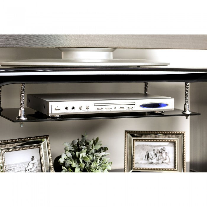 CM5231-TV-60 Dietrich black high gloss finish and chrome accents tv stand