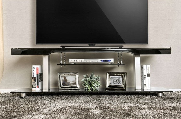 CM5231-TV-60 Dietrich black high gloss finish and chrome accents tv stand