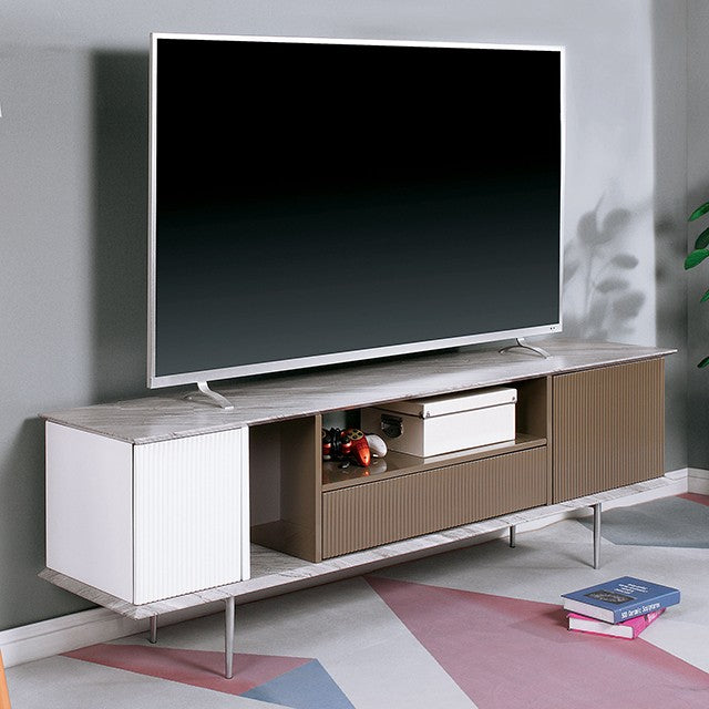 CM5423-TV Blair champagne ,white and grey finish wood mid century modern 70" tv console media stand