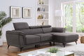 CM6254GY 2 pc Hokku designs napanee grey fabric adjustable headrest and chaise sectional sofa