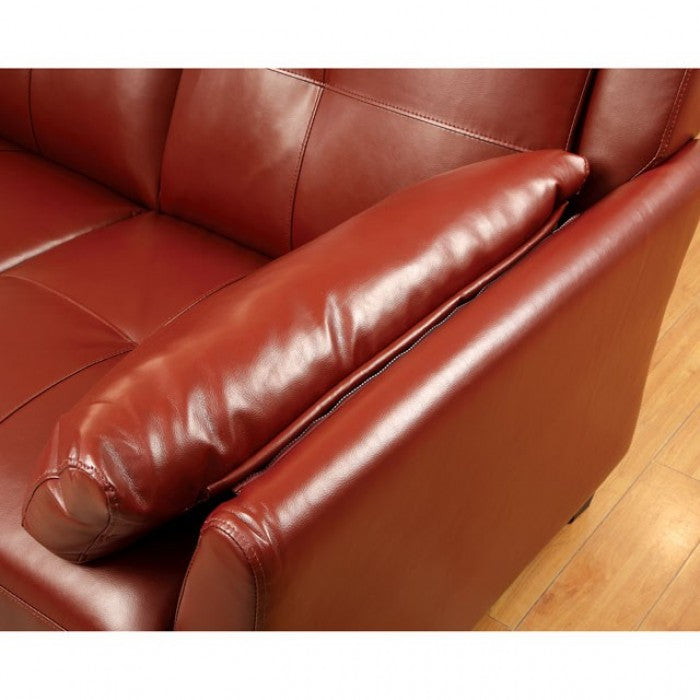 CM6268RD 2 pc peever mahogany red leatherette "L" shaped sectional sofa set