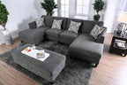 CM6363-5PC 5 pc Latitude run bax lowry gray chenille fabric sectional and ottoman