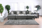 CM6363-5PC 5 pc Latitude run bax lowry gray chenille fabric sectional and ottoman
