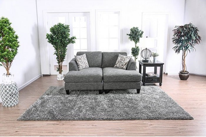 CM6363-5PC 5 pc Latitude run bax lowry gray chenille fabric sectional and ottoman