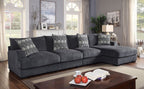 CM6587-SECT-LL-R 3 pc Latitude Run Ruthanne Kaylee gray chenille fabric sectional sofa set with right chaise