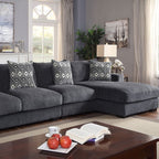 CM6587-SECT-LL-R 3 pc Latitude Run Ruthanne Kaylee gray chenille fabric sectional sofa set with right chaise