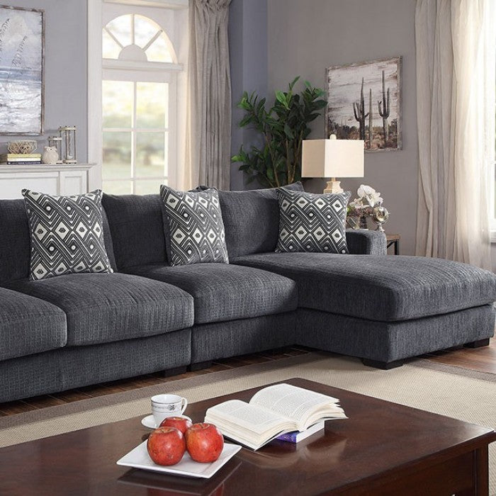 CM6587-SECT-LL-R 3 pc Latitude Run Ruthanne Kaylee gray chenille fabric sectional sofa set with right chaise