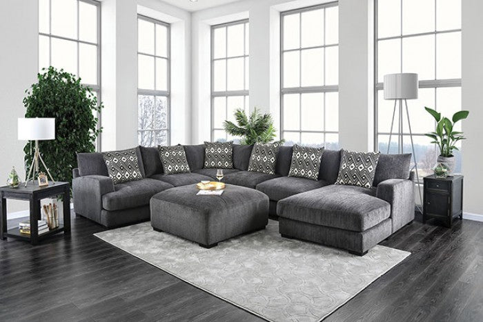CM6587-RC 5 pc Latitude Run Ruthanne Kaylee gray chenille fabric sectional sofa set with right chaise