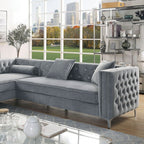 CM6652GY 2 pc Rosdorf park marlon amie gray tufted flannelette sectional sofa with pop up storage chaise