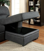 CM6908BK 2 pc Alcester graphite grey faux nubuck fabric sectional sofa set with storage chaise pull out sleep area