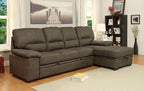 CM6908BR 2 pc Alcester ash brown faux nubuck fabric sectional sofa set with storage chaise pull out sleep area