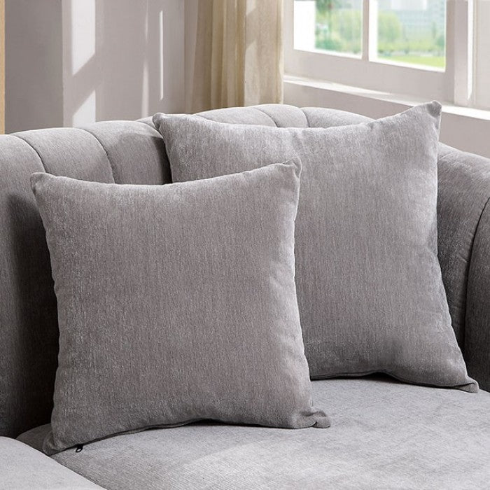 CM6947 2 pc Red barrel studio stansted goodwick gray chenille mid century modern sectional sofa with chaise