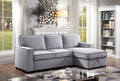 CM6964 2 pc Ines gray linen like fabric sectional sofa with reversible storage chaise and pop up chaise sleep area