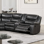 CM6982-DG 3 pc gatria ii grey breathable leatherette sectional sofa with recliner ends