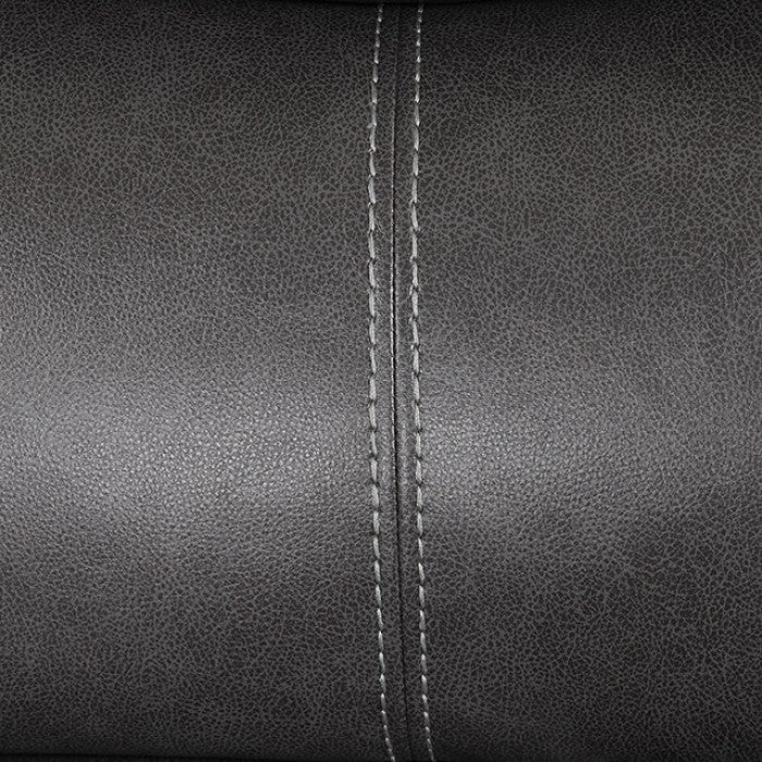 CM6982-DG 3 pc gatria ii grey breathable leatherette sectional sofa with recliner ends