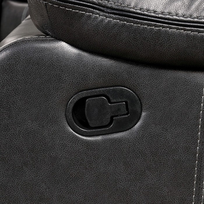 CM6982-DG 3 pc gatria ii grey breathable leatherette sectional sofa with recliner ends