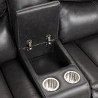 CM6982-DG 3 pc gatria ii grey breathable leatherette sectional sofa with recliner ends