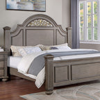 CM7129GY 4 pc Darby home co Bohn syracuse grey finish classic style oval headboard poster bed queen bed set