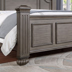 CM7129GY 4 pc Darby home co Bohn syracuse grey finish classic style oval headboard poster bed queen bed set