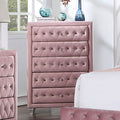 CM7130PK-C Rosdorf park neilsen Zohar pink padded and tufted velvet chest of drawers with crystal handles